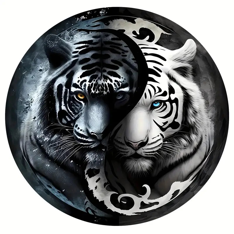 Round Wooden Puzzles - Yin Yang Tiger - Black and White