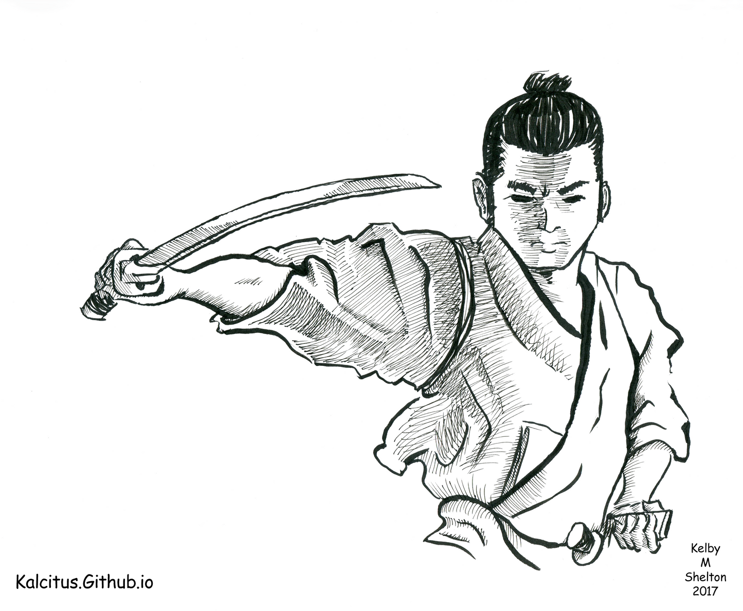 Artwork - Kelby Shelton - Samurai (Ink)