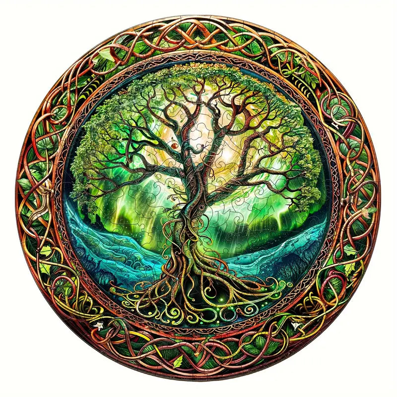 Round Wooden Puzzles - Aurora Tree of Life