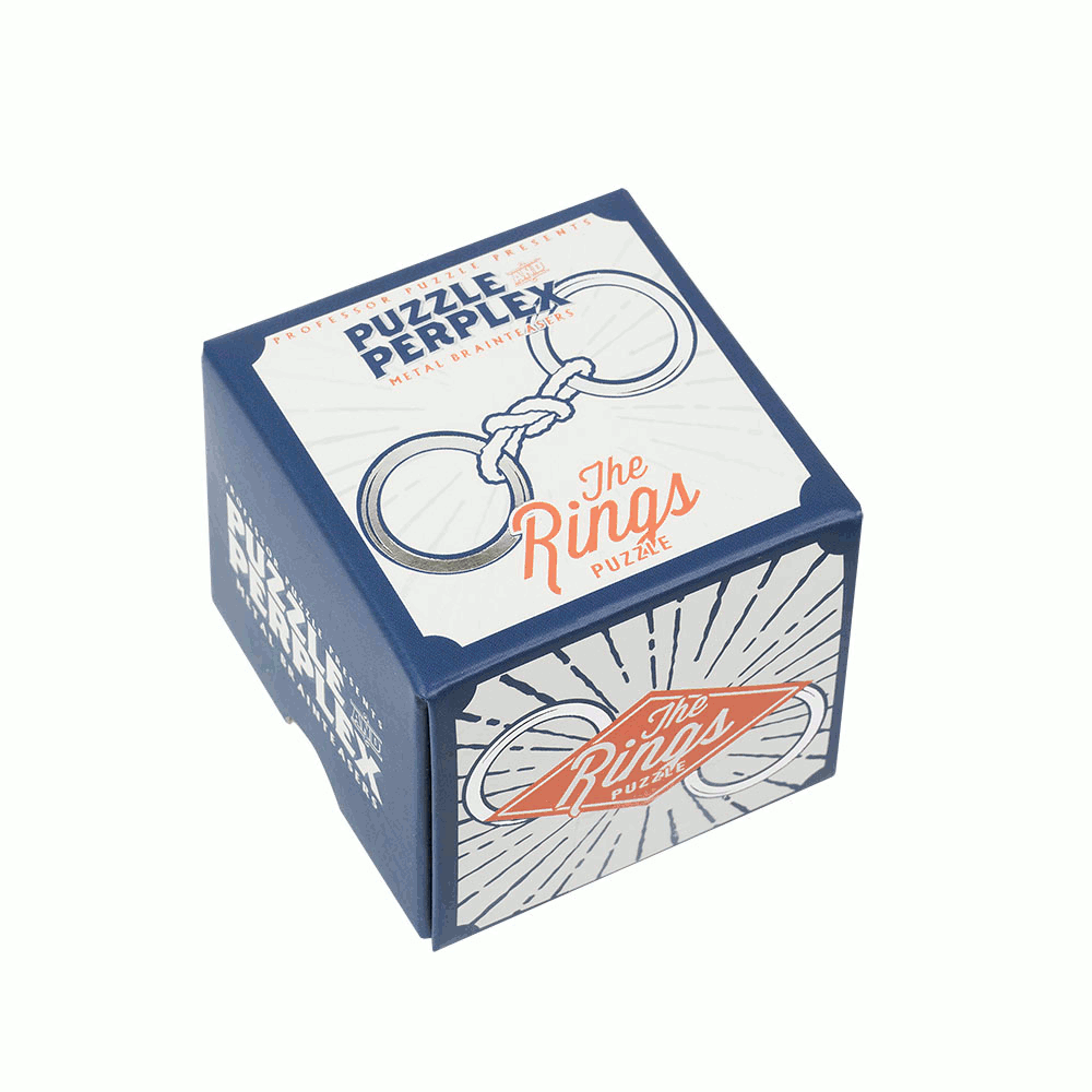 Conundrum House - Professor Puzzle Metal Brainteasers Puzzle and Perplex - The Rings. A knotty puzzle made out of solid polished steel and braided nylon rope - can you separate the two rings?