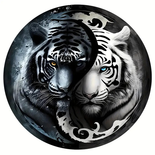 Round Wooden Puzzles - Yin Yang Tiger - Black and White