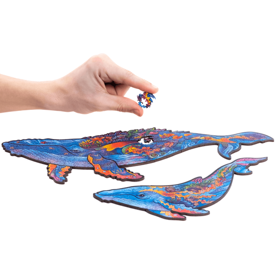 Unidragon Wooden Puzzle: Milky Whales 2 in 1