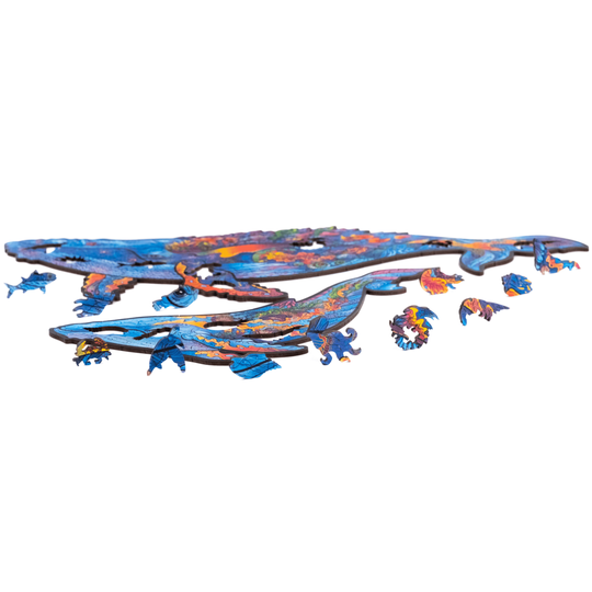 Unidragon Wooden Puzzle: Milky Whales 2 in 1